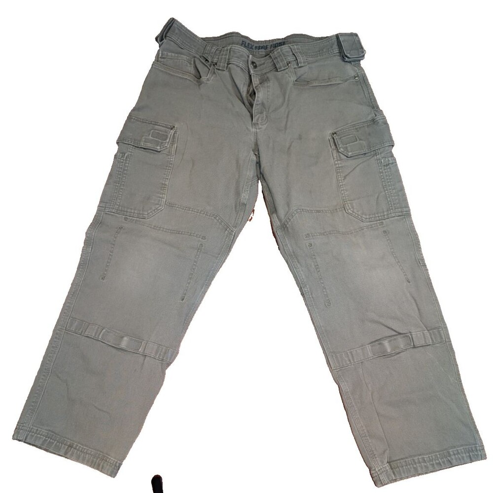 Duluth trading company flex firehose cargo pants mens 38x30 grey